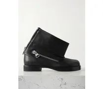 Ankle Boots Aus Leder Mit Reißverschlüssen - Schwarz