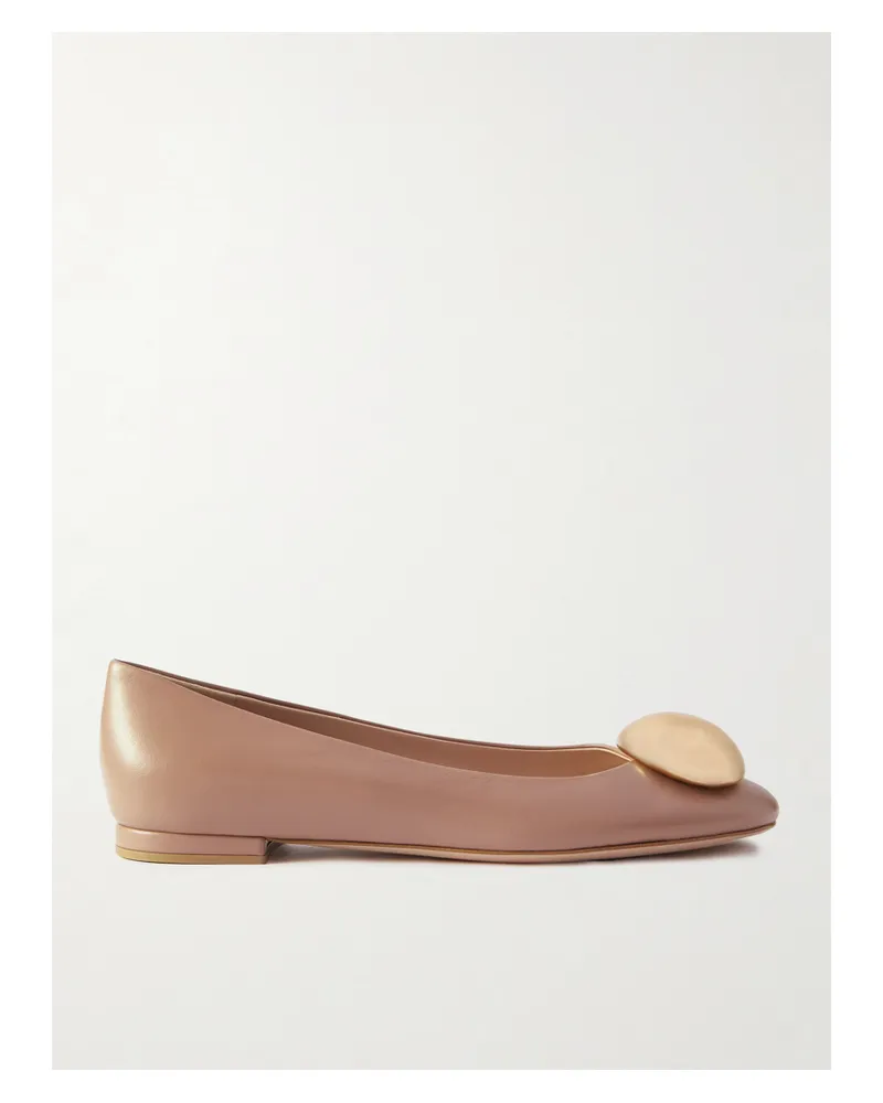 Gianvito Rossi Ballerinas Aus Leder Mit Verzierung - Neutral Neutral