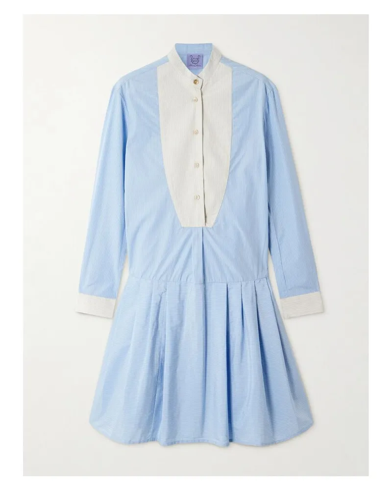 Thierry Colson Lizbeth Minikleid Aus Baumwollpopeline Mit Nadelstreifen - Blau Blau