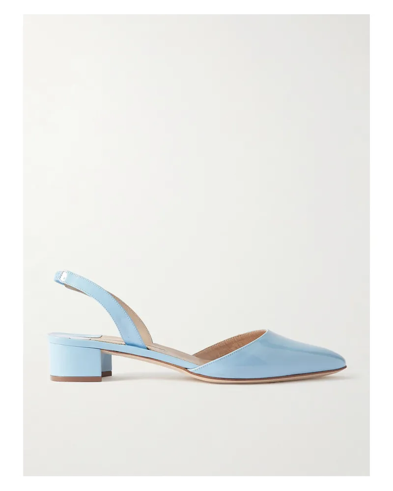 Manolo Blahnik Aspro 30 Pumps aus Lackleder Blau