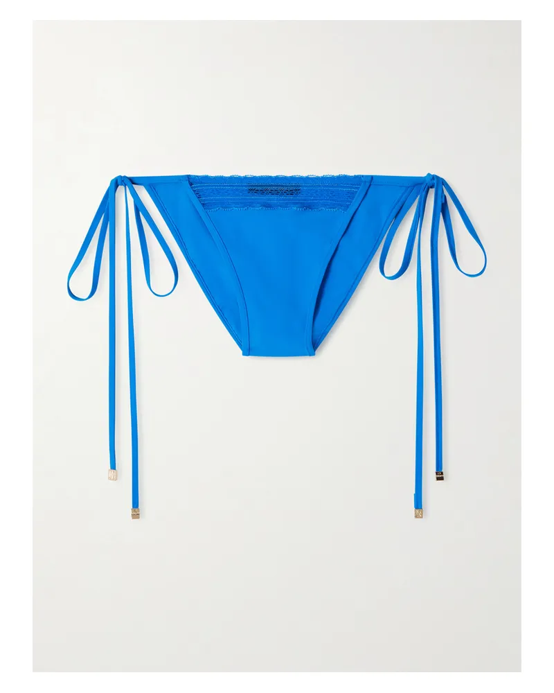 Kiki De Montparnasse Lace-trimmed Bikini Briefs - Blue Blue