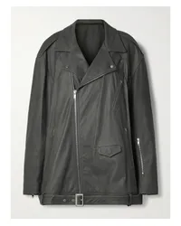 Rick Owens Jumbo Luke Stooges Bikerjacke aus Gewachstem Leder Grau