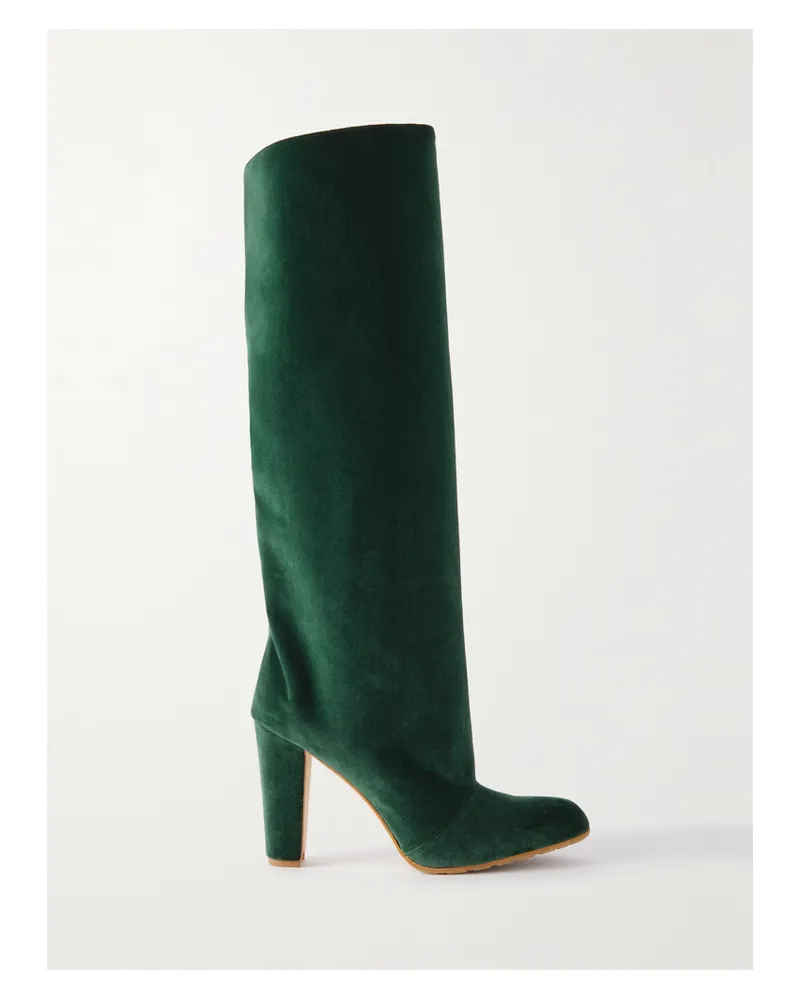 Manolo Blahnik Garder 45 Kniehohe Stiefel Aus Samt - Grün Grün