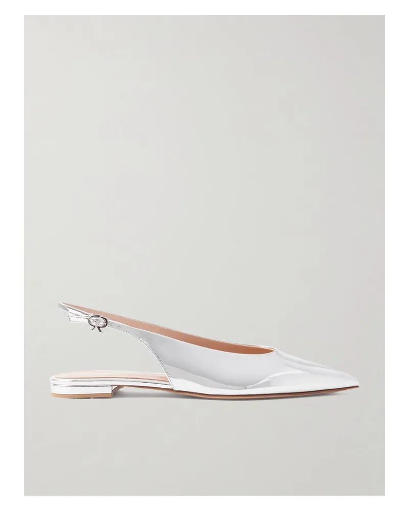 Gianvito Rossi Robbie Flache Slingback-schuhe Aus Leder Mit Spiegeleffekt - Silber Silber