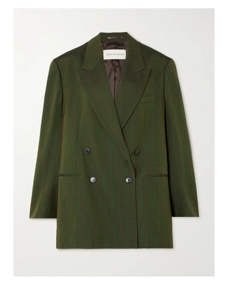 Dries van Noten Doppelreihiger Blazer Aus Einer Gestreiften Baumwollmischung - Braun Braun