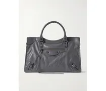 Le City Medium Textured-leather Tote - Gray