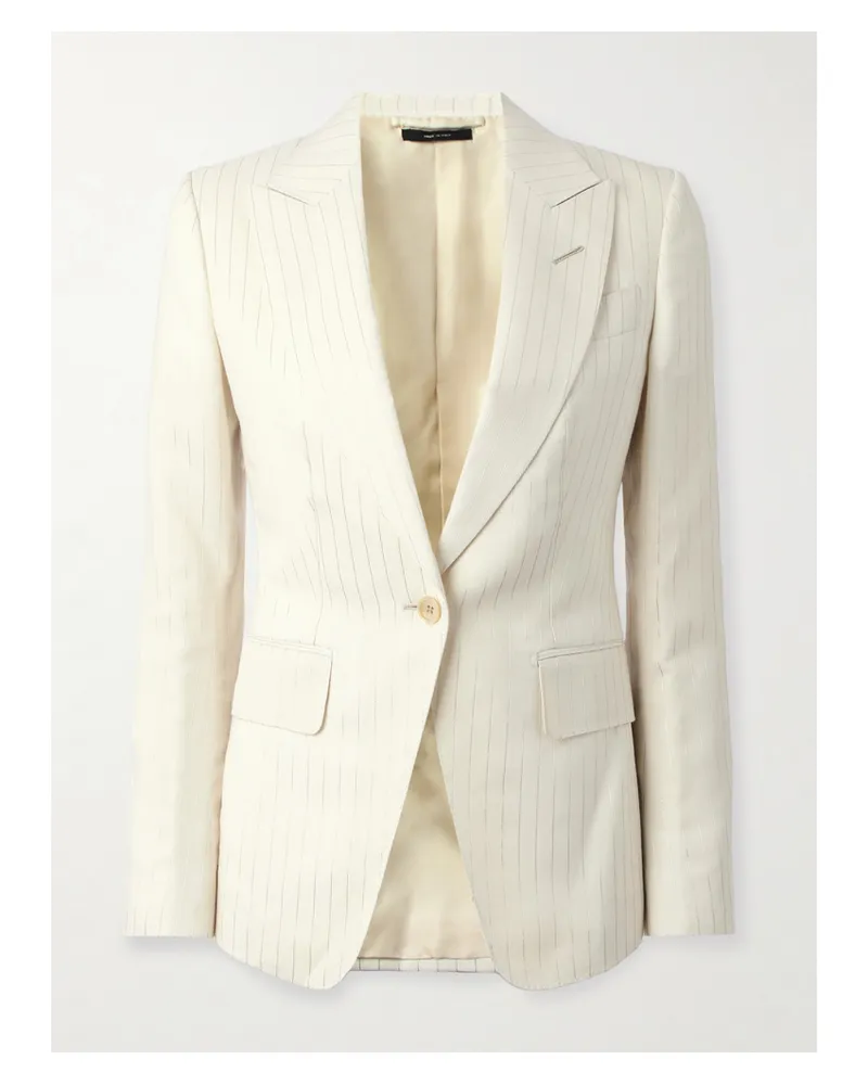 Tom Ford Striped Wool-blend Blazer - White White