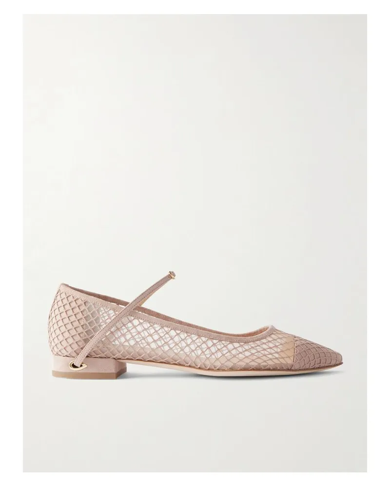 Jennifer Chamandi Lorenzo 20 Flache Schuhe Mit Spitzer Kappe Aus Mesh Und Veloursleder - Pink Pink