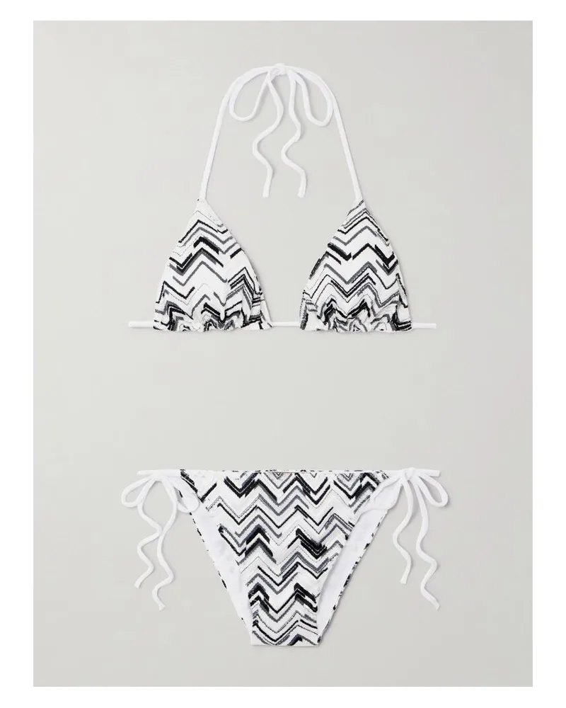 Missoni Mare Triangel-bikini Aus Gestreiftem Häkelstrick - Weiß Weiß