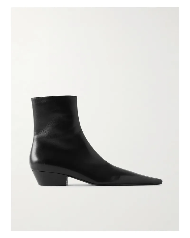 Saint Laurent Jill Leather Ankle Boots - Black Black