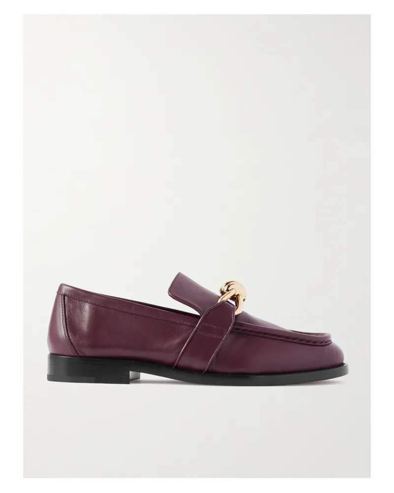 Bottega Veneta Astaire Embellished Leather Loafers - Burgundy Burgundy