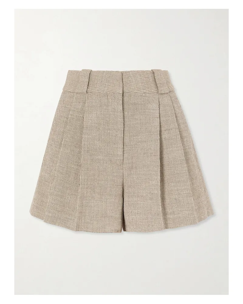 Blazé Milano Marina Selle Pleated Ribbed Cotton-blend Shorts - Neutrals Neutrals