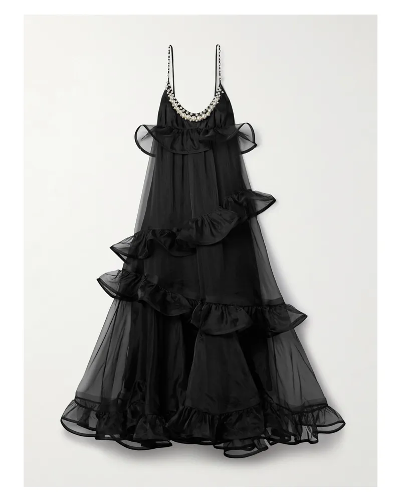 Zimmermann Crush Robe Aus Seidenorganza Mit Rüschen Und Verzierungen - Schwarz Schwarz