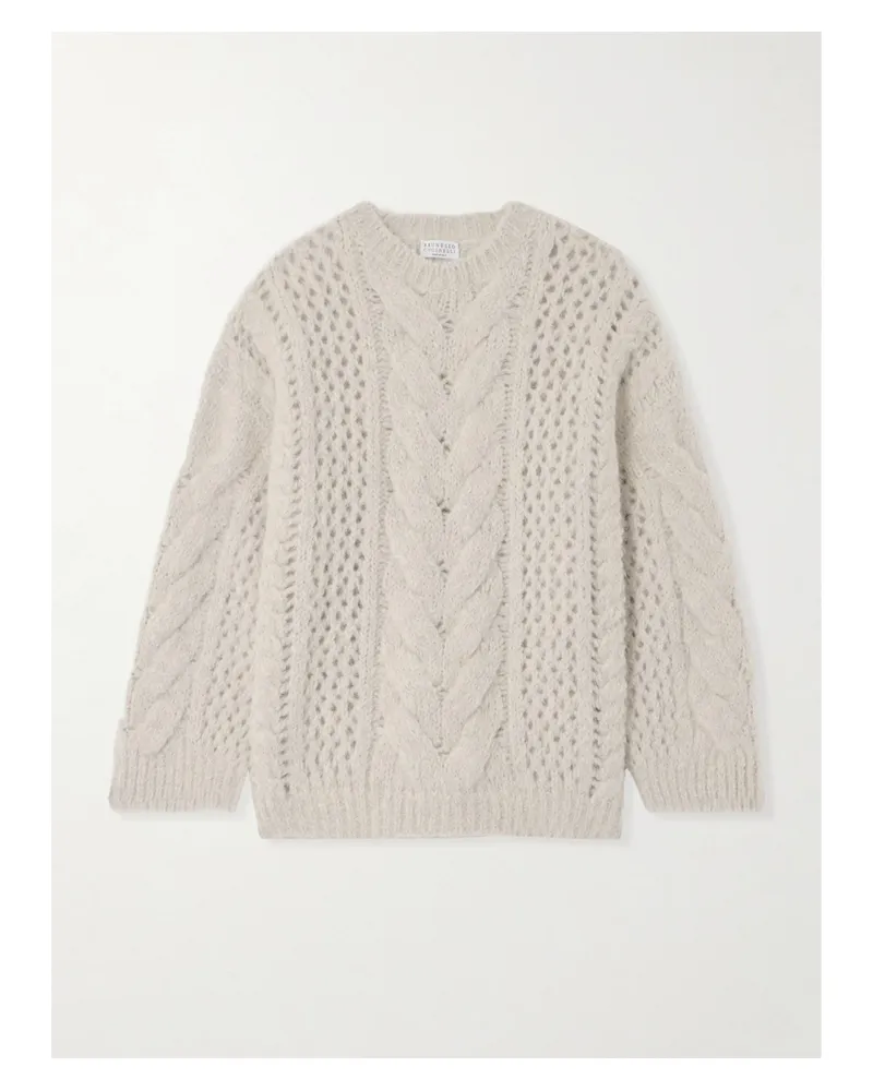 Brunello Cucinelli Zopfstrickpullover Aus Einer Alpakawollmischung - Grau Grau