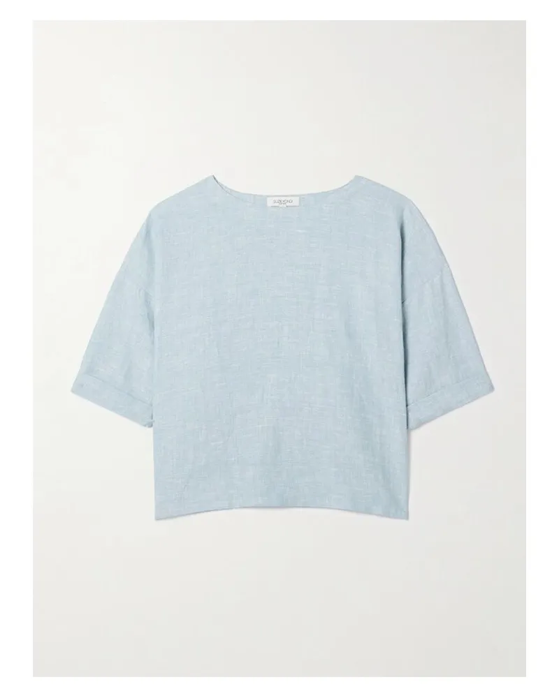 Suzie Kondi Saria T-shirt Aus Leinen-chambray - Blau Blau