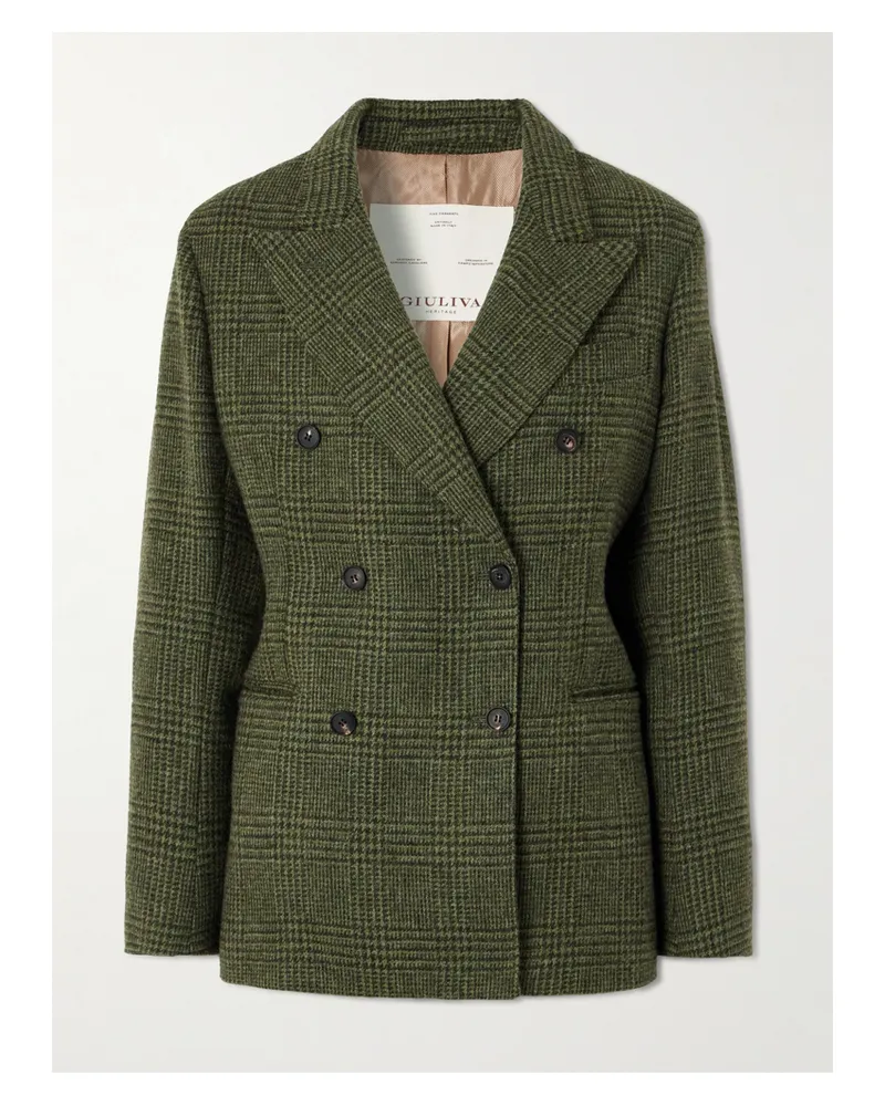 Giuliva Heritage Collection Cornelia Doppelreihiger Blazer Aus Wolle Mit Glencheck-muster - Grün Grün