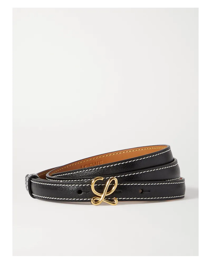 Loewe L Buckle Ledergürtel Schwarz