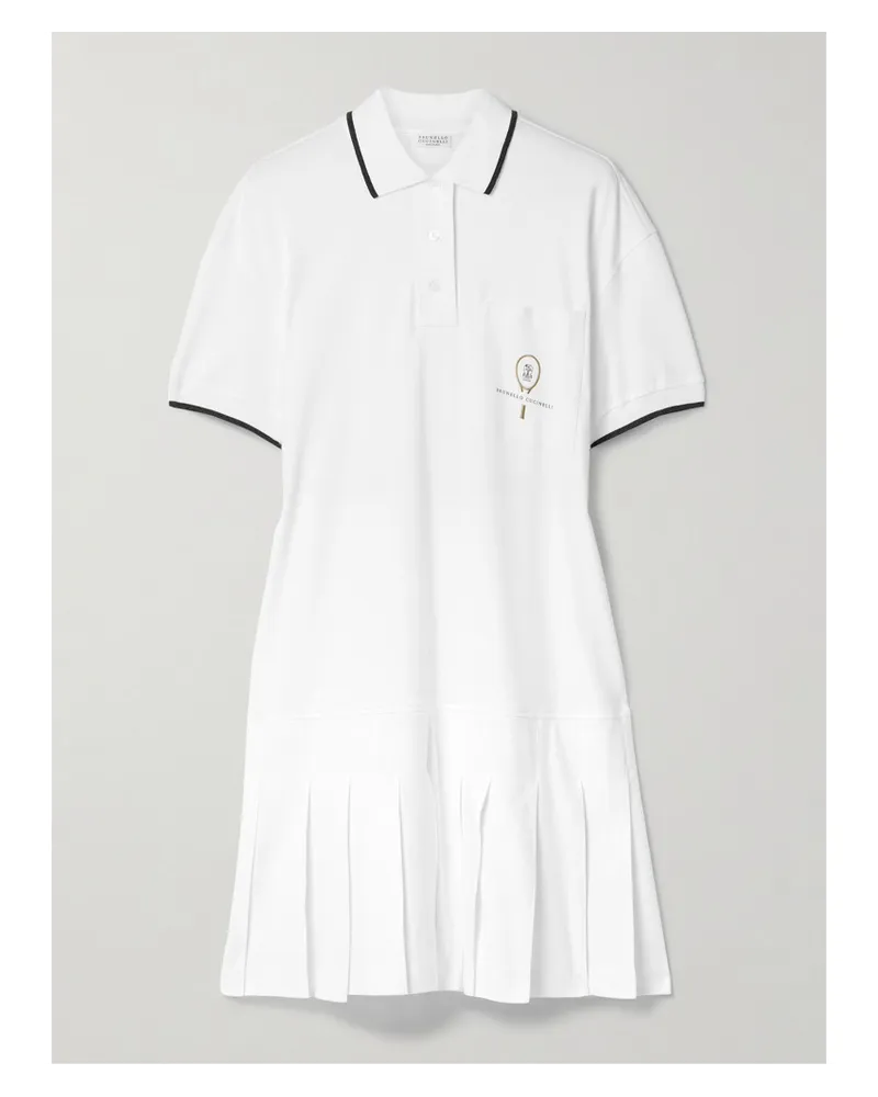 Brunello Cucinelli Tennis-minikleid aus Baumwoll-jersey Weiß