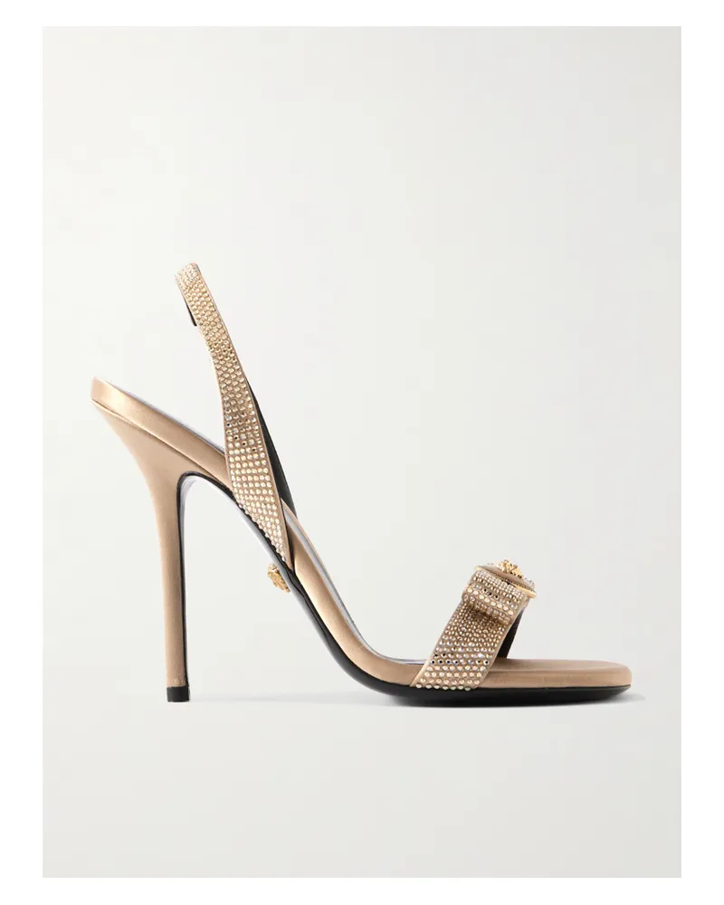 Versace Opera Slingback-sandalen Aus Satin Mit Verzierungen - Gold Gold