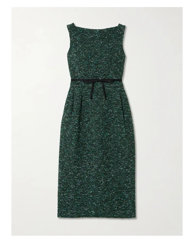 Erdem Midikleid Aus Bouclé-tweed Mit Schleife - Grün Grün