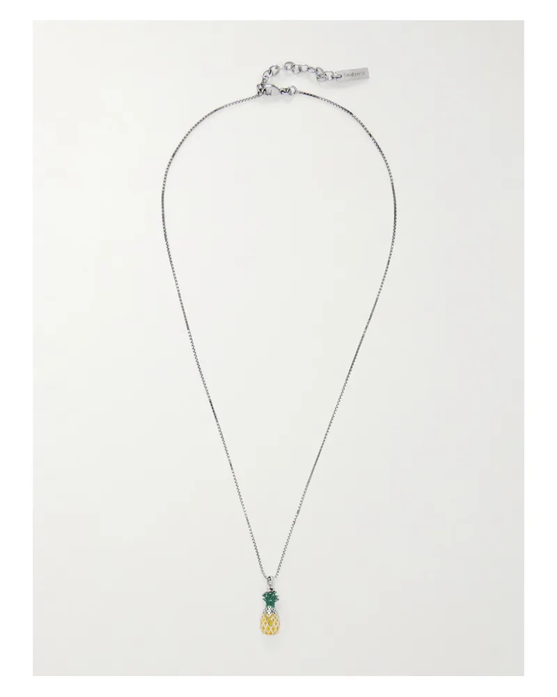 Saint Laurent Pineapple Kette Mit Emaille Und Silberfarbenen Details Silber