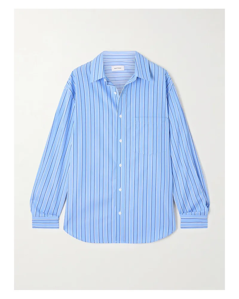 Matteau Hemd Aus Gestreifter Biobaumwollpopeline - Blau Blau