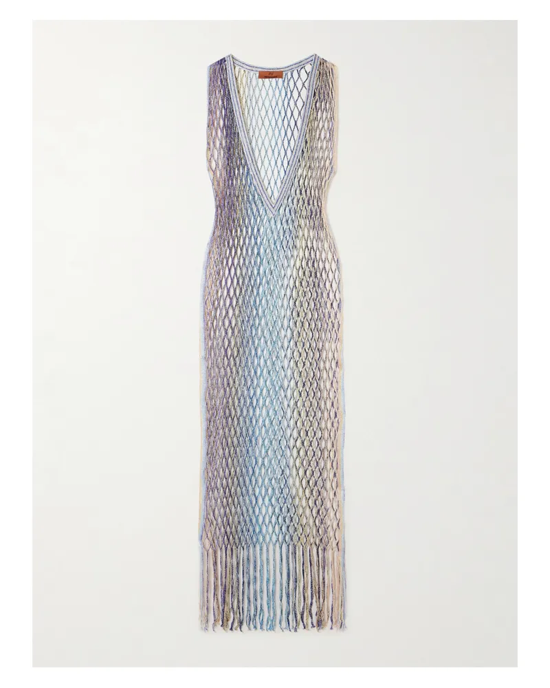 Missoni Mare Strandkleid Aus Häkelstrick In Metallic-optik Mit Fransen - Mehrfarbig Mehrfarbig