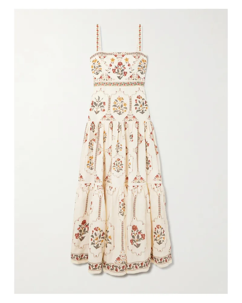 AGUA BENDITA Lima Tiered Floral-print Linen Maxi Dress - Multi Multi