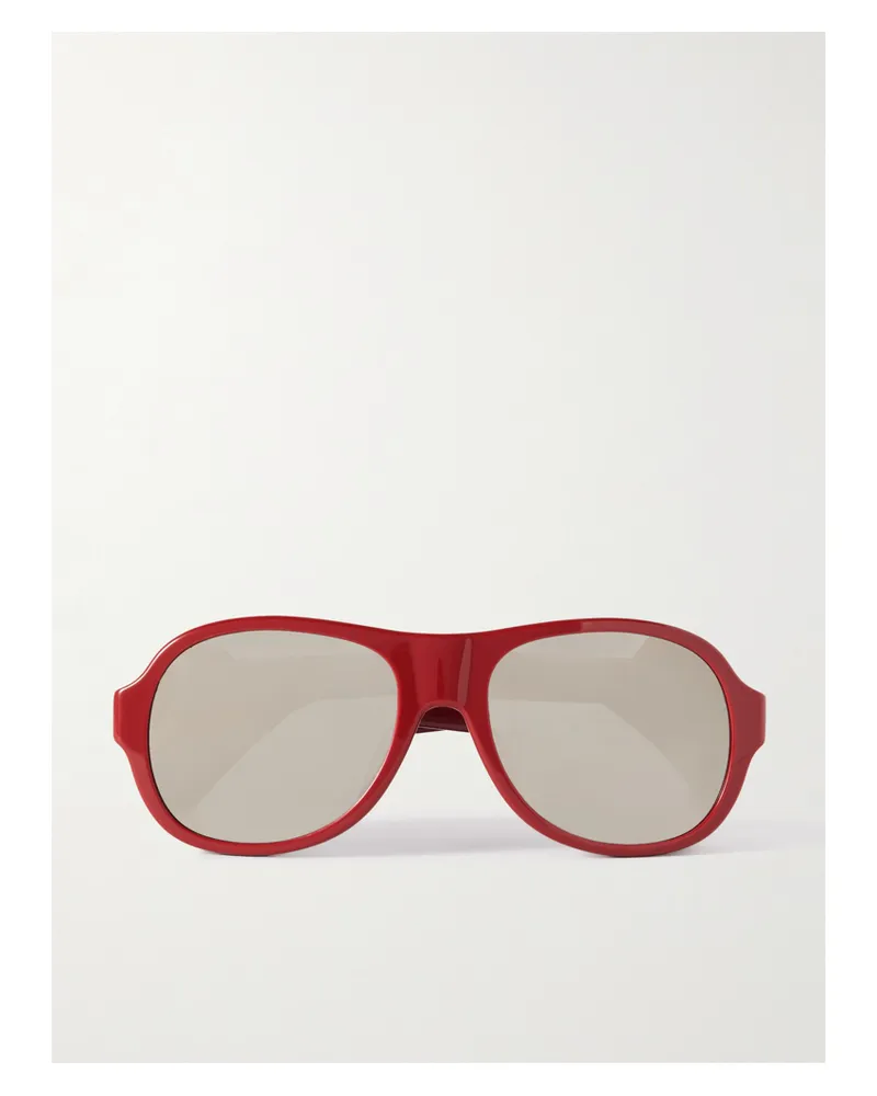 Celine Aviator-style Acetate And Leather Sunglasses - Red Red