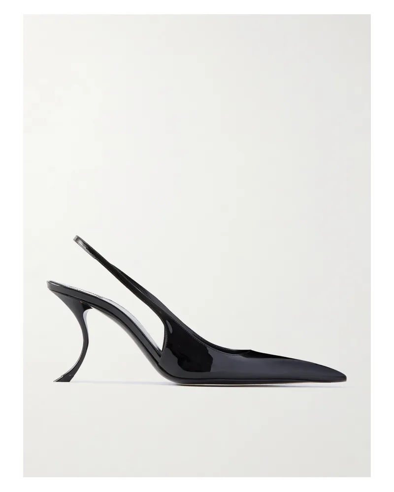 Saint Laurent Apolline Slingback-pumps Aus Lackleder - Schwarz Schwarz