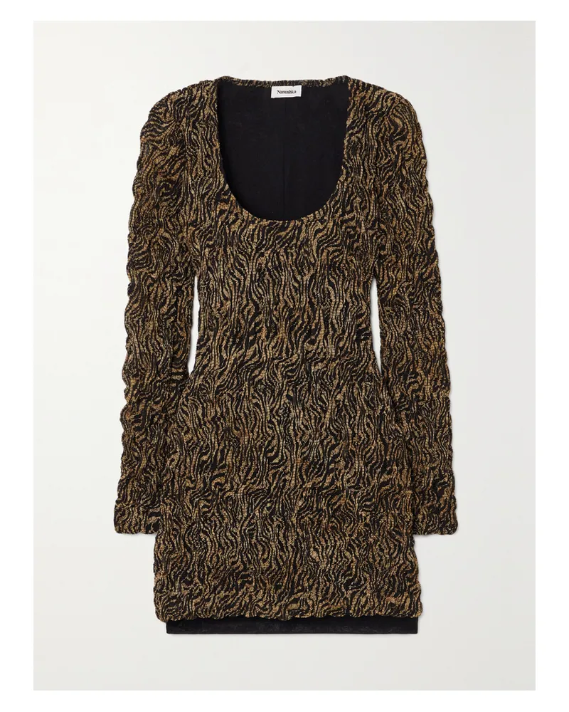 Nanushka Frensi Minikleid Aus Chiffon Mit Zebraprint Und Raffungen - Animal-Print Animal-print