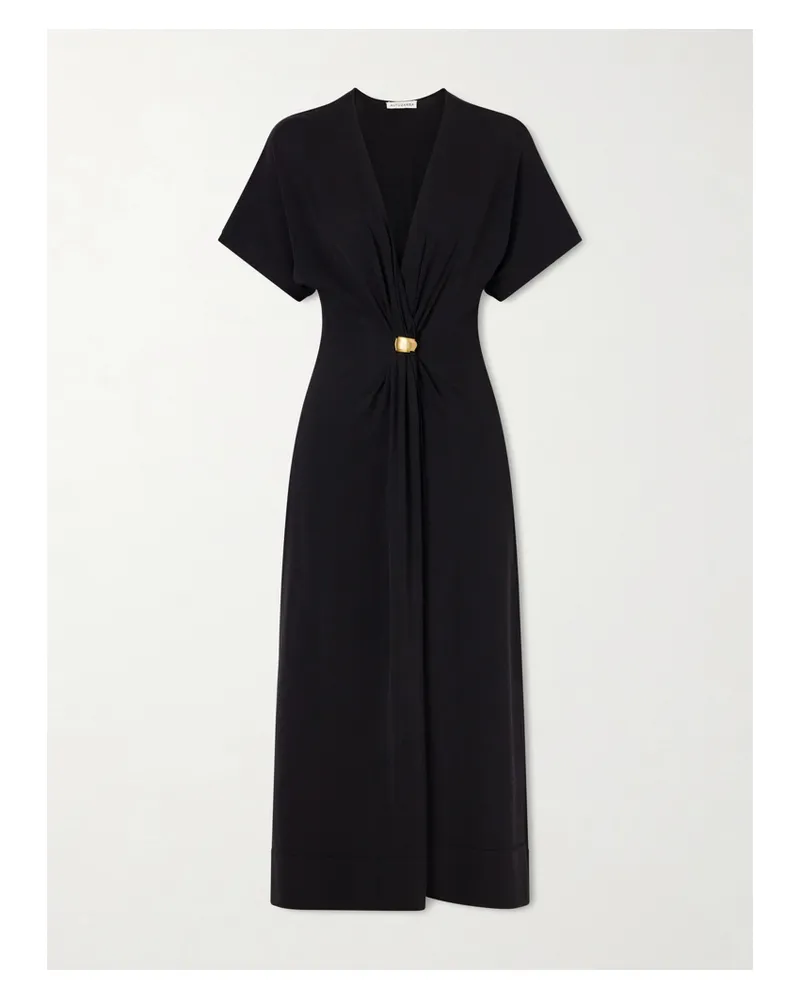 Altuzarra Rena Embellished Gathered Jersey Maxi Dress - Black Black