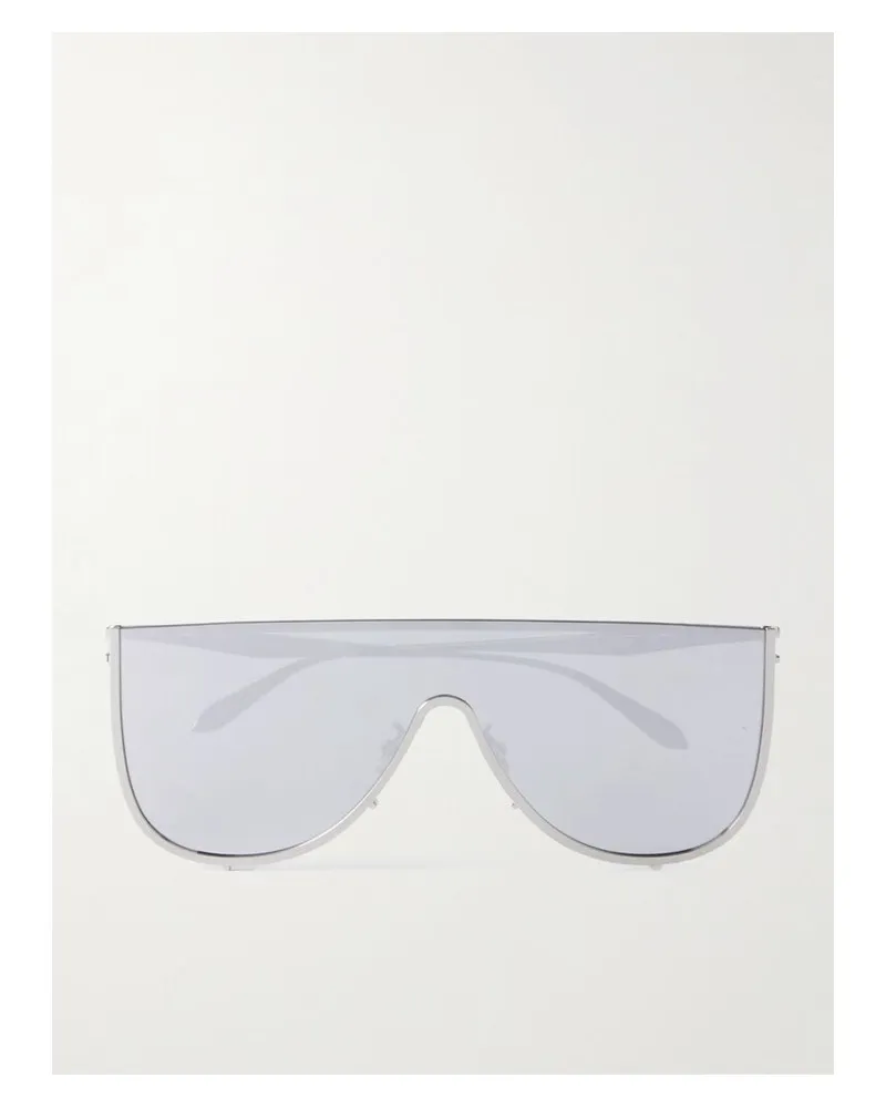 Alaïa Mask Silberfarbene Oversized-sonnenbrille Mit D-rahmen Silber