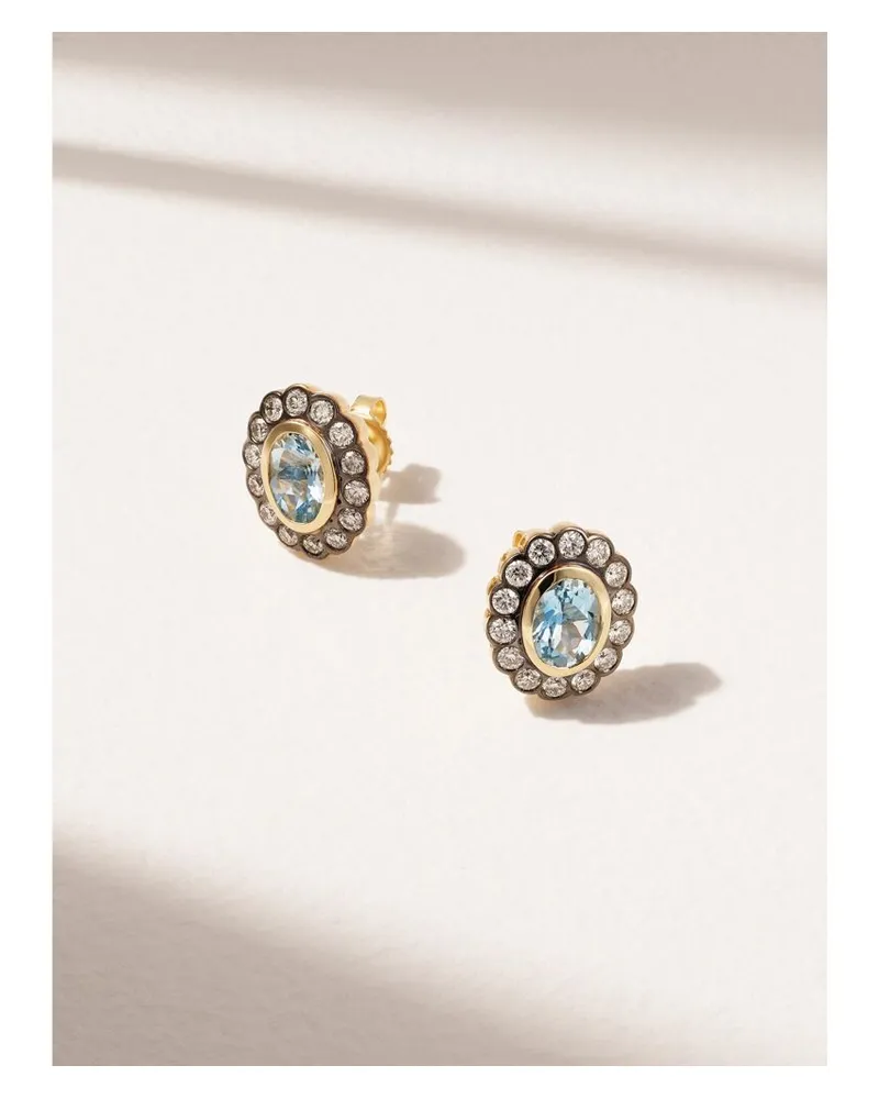 Marlo Laz Lexi Ohrringe Aus 14 Karat Gelbgold Mit Aquamarinen Und Diamanten Gold