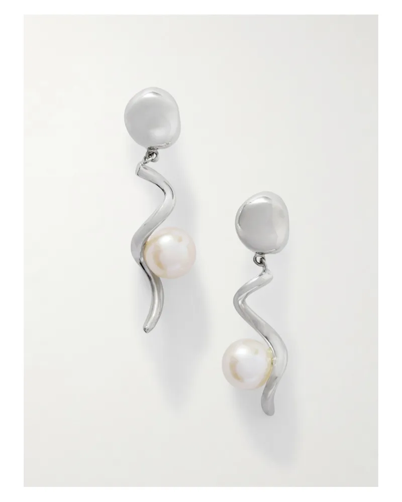 AGMES Teneille Recycled Sterling Silver Pearl Earrings Silver