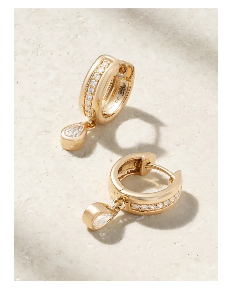 Roxanne First Stripe Drop Creolen Aus 14 Karat Gold Mit Diamanten Gold