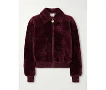Shearling Bomber Jacket - Burgundy