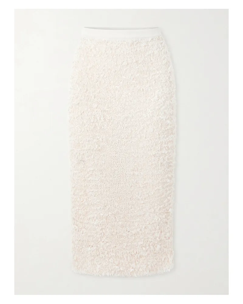 KHAITE Adela Bouclé Midi Skirt - Ivory Ivory