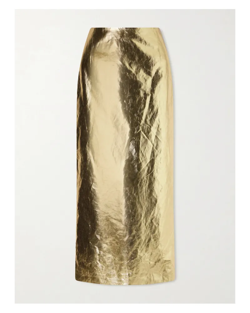 Gabriela Hearst Manuela Linen Midi Skirt - Gold Gold