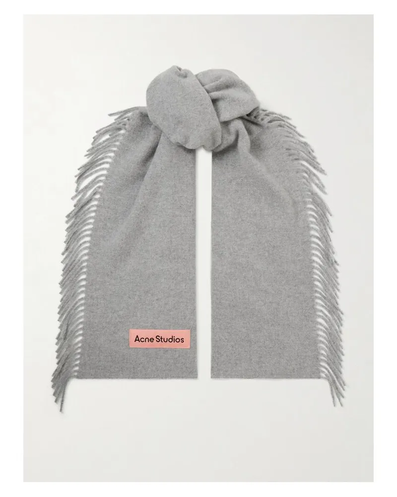 Acne Studios Wollschal Mit Fransen Und Applikation - Grau Grau