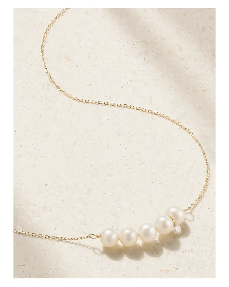 PERSEE Aphrodite Kette Aus 18 Karat Gold Mit Perlen Und Diamant Gold