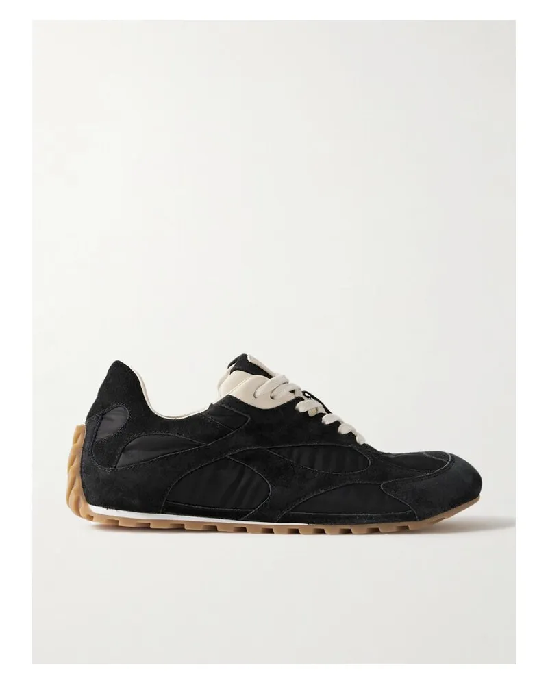 Bottega Veneta Orbit Sneakers Aus Veloursleder Und Shell Mit Lederbesätzen - Schwarz Schwarz