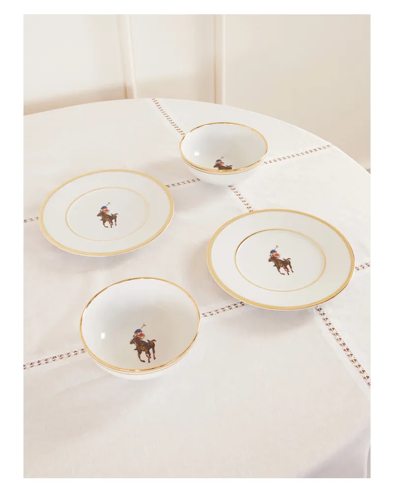 Ralph Lauren Home Lunar Set Of Four Gold-plated Porcelain Bowls And Dessert Plates - Multi Multi