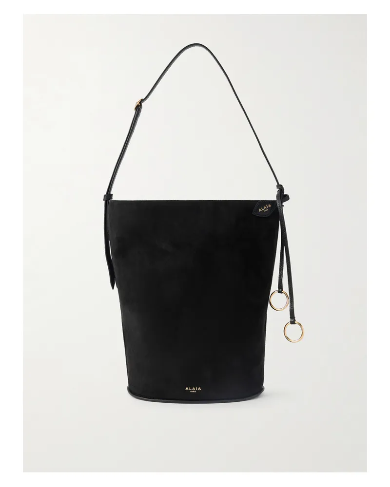 Alaïa Tote Aus Veloursleder Mit Lederbesätzen - Schwarz Schwarz