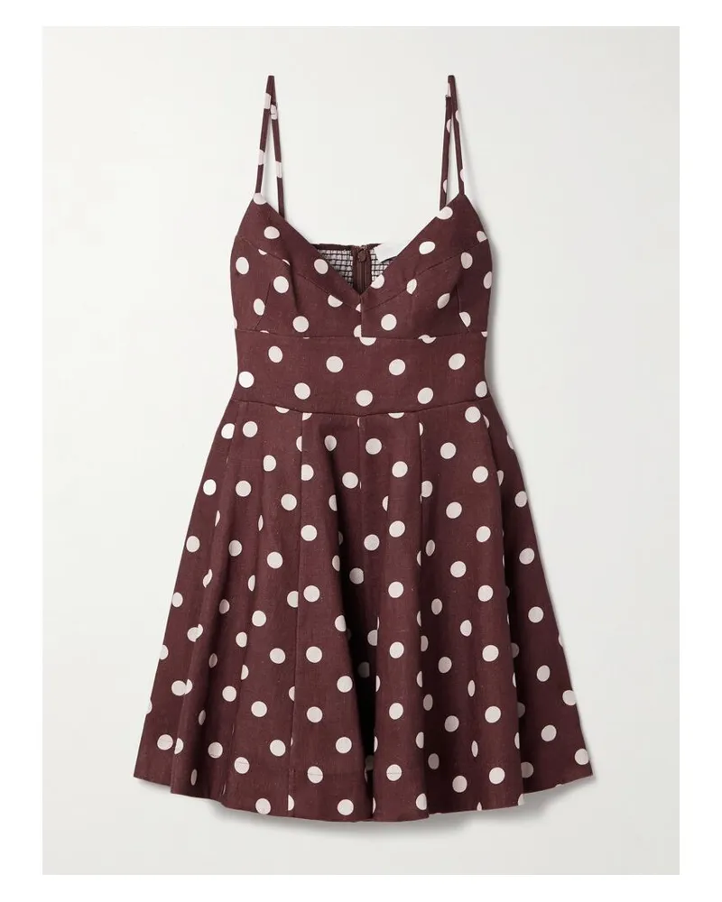 Zimmermann Acacia Minikleid Aus Leinen Mit Polka-dots - Braun Braun