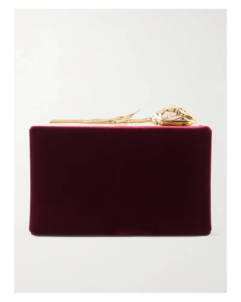 Erdem Bloom Velvet Clutch - Burgundy Burgundy