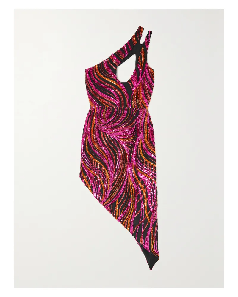 HALPERN Asymmetrisches Minikleid Aus Tüll Mit Pailletten Und Cut-outs - Pink Pink