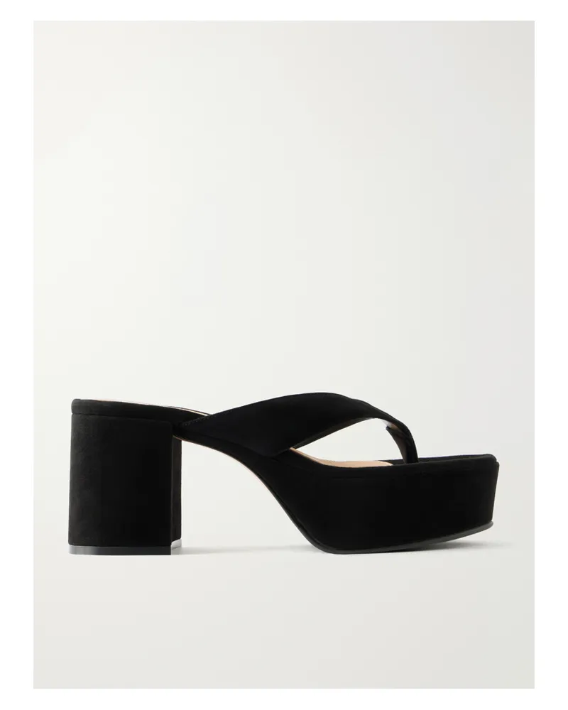Gianvito Rossi 35 Suede Platform Thong Sandals - Black Black