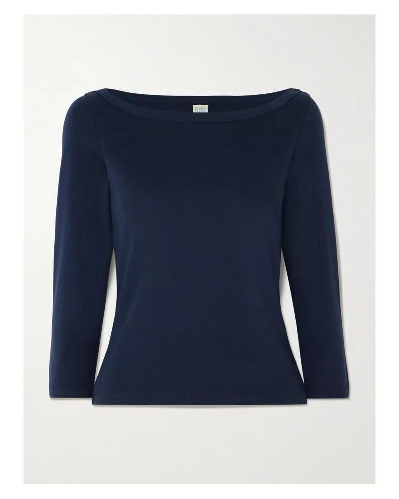 Flore Flore Steffi Ribbed Organic Cotton-jersey T-shirt - Blue Blue
