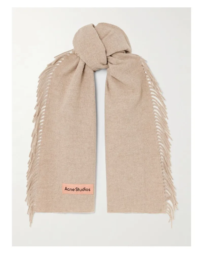 Acne Studios Wollschal Mit Fransen Und Applikation - Neutral Neutral